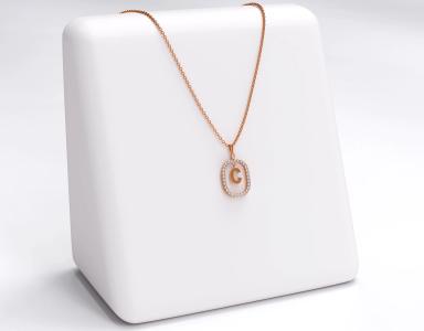 Zirkon Taşlı Harf Kolye 925 Gümüş Rose Kaplama 2