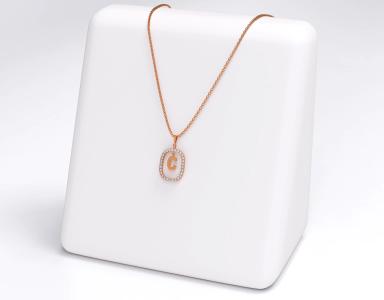 Zirkon Taşlı Harf Kolye 925 Gümüş Rose Kaplama 4